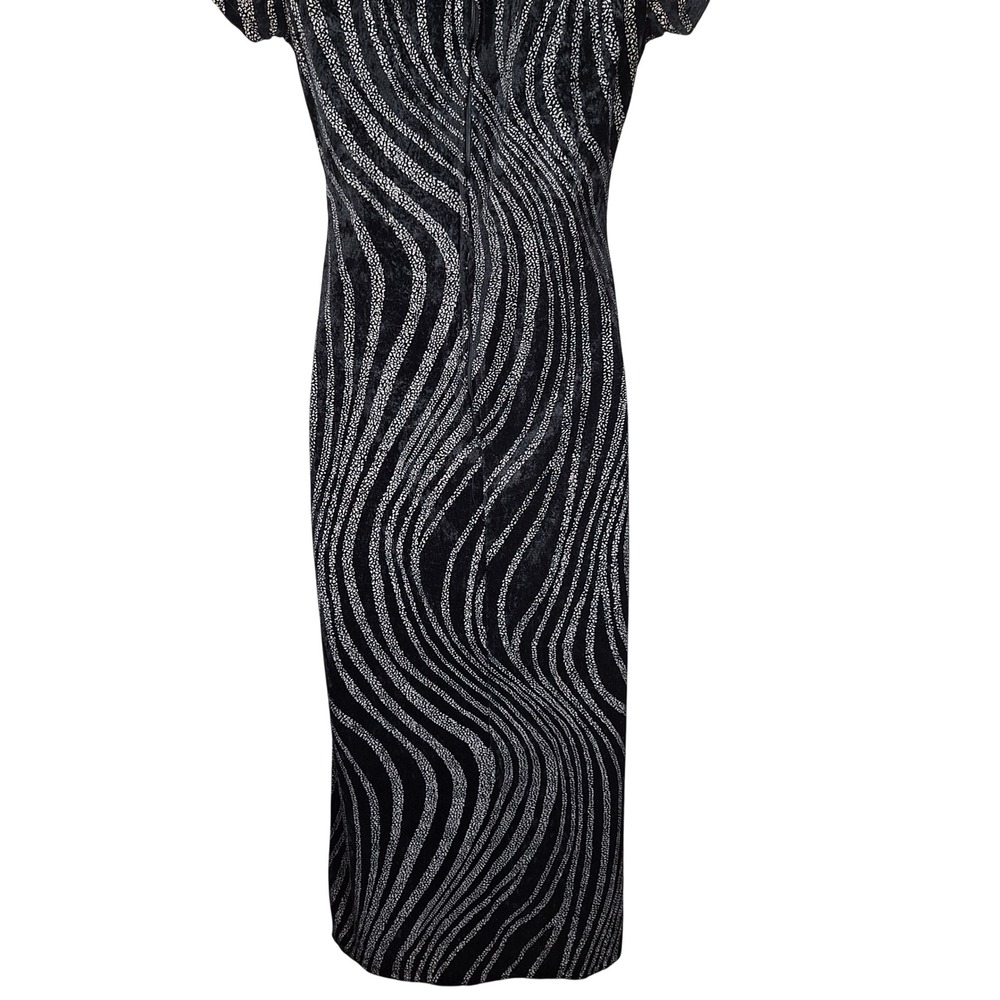 Y2K Whimsigoth Moire Wave Abstract Velour Burnout Scoop Neck Column Maxi Dress - Picture 2 of 9